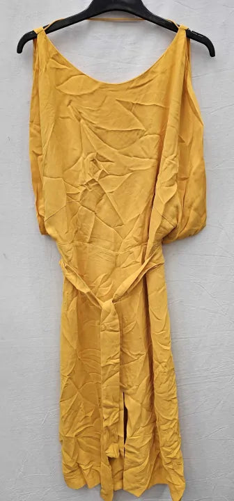 Reiss-29338874-12-yellow-orange Kalea Split Sleeve Midi Dress-yellow Size: Uk12