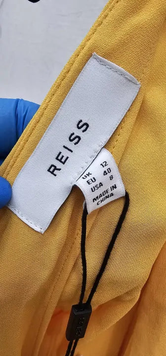 Reiss-29338874-12-yellow-orange Kalea Split Sleeve Midi Dress-yellow Size: Uk12