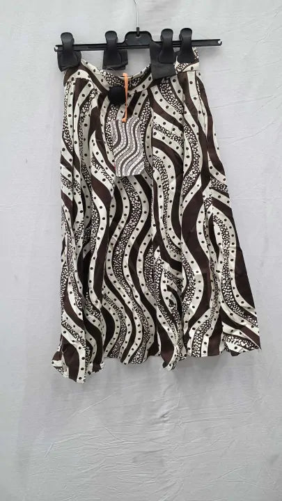 Max&co. - Brown Cile Printed Cotton Midi Skirt Size: Uk 8