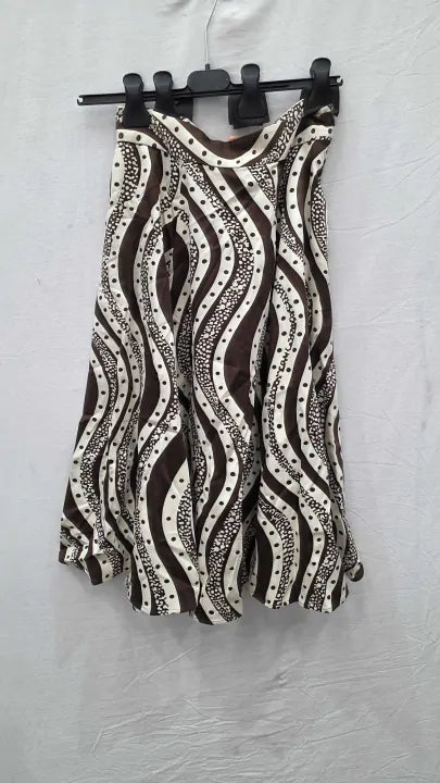 Max&co. - Brown Cile Printed Cotton Midi Skirt Size: Uk 8