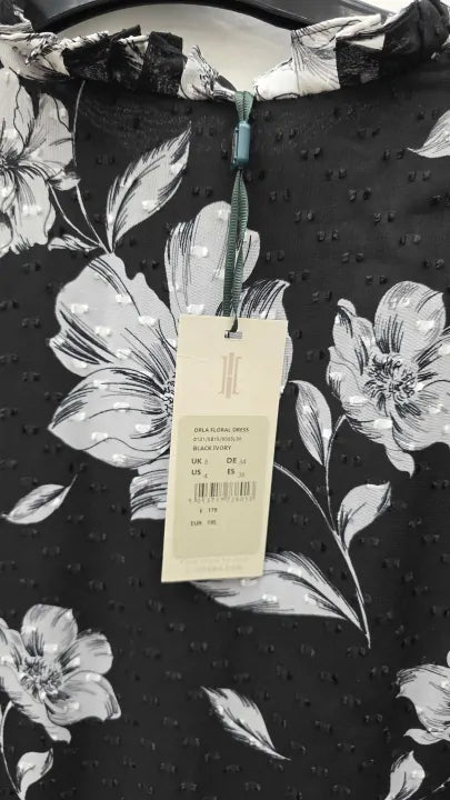Hobbs London - Black/white Orla Floral Dress Size: Uk 8
