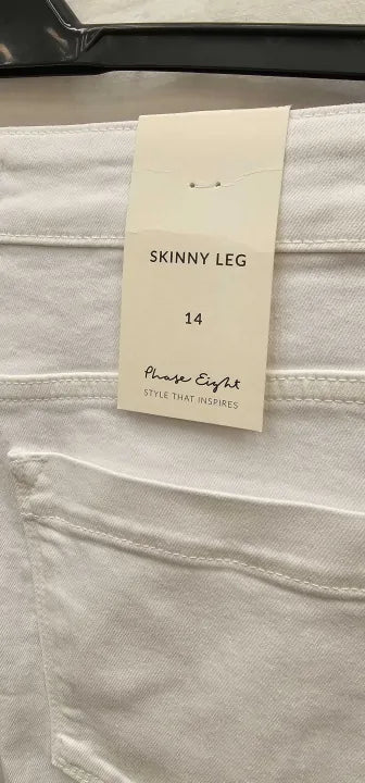 Phase Eight - White Joelle Split Skinny Jeans - White Size: Uk14