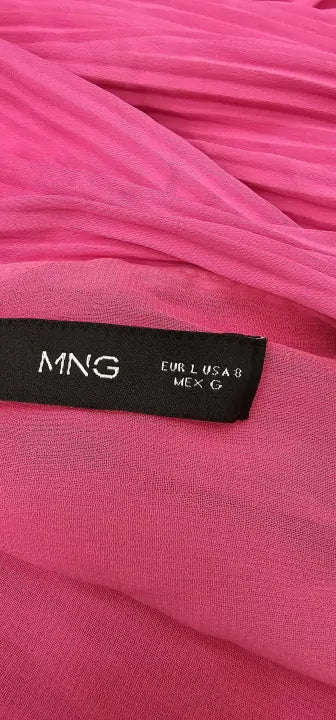 Mango - Pink Asymmetrical Pleated Dress - Pink Size: L