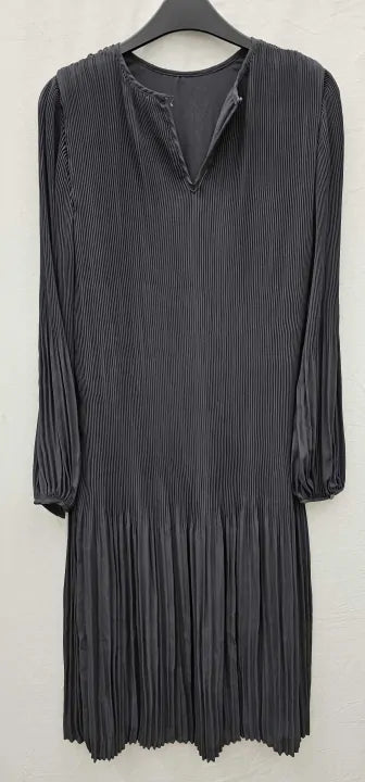 Mint Velvet-26522 Dark Grey-m-grey-dark Grey Pleated Midi Dress-grey Size: M