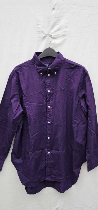 Polo Ralph Lauren - Purple Oversized Cotton Shirt - Purple Size: S