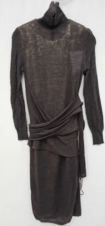 Victoria Beckham-1422wdr004184a Brown Gold-8-gold-/gold Knit Overlay Sequin Dress-gold Size: Uk8