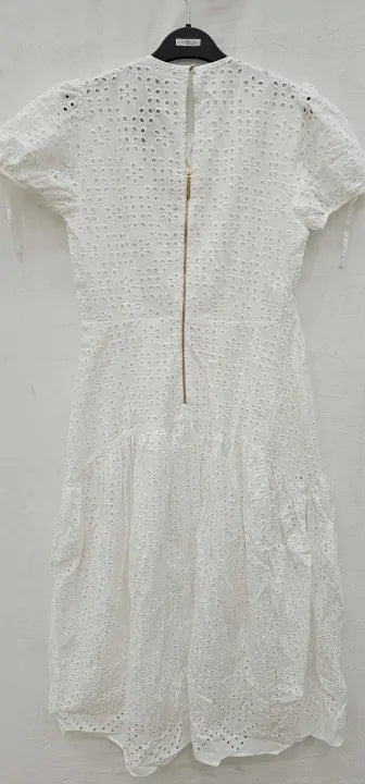 Closet-d10462_white-14-white- White A-line Embroided Midi Dress-white Size: Uk14