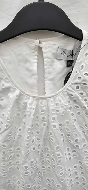 Closet-d10462_white-14-white- White A-line Embroided Midi Dress-white Size: Uk14