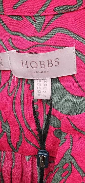 Hobbs London-0122 5969 9324L04 Magenta Green-12-green-red/green Petite Clarisse Dress-green / Pink Size: Uk12