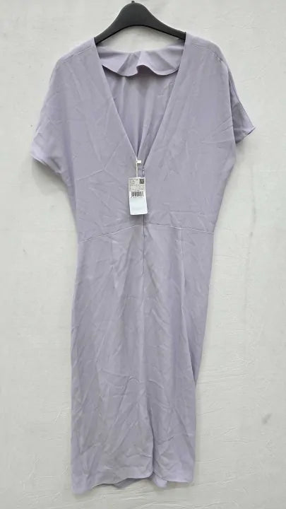 Mango Purple Draped Detail Dress Size: Large