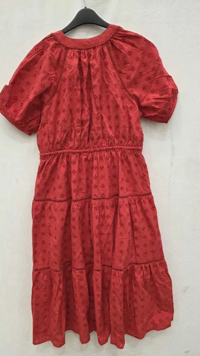 Burgs - Red Brooks Cotton Dress Size: Uk 14