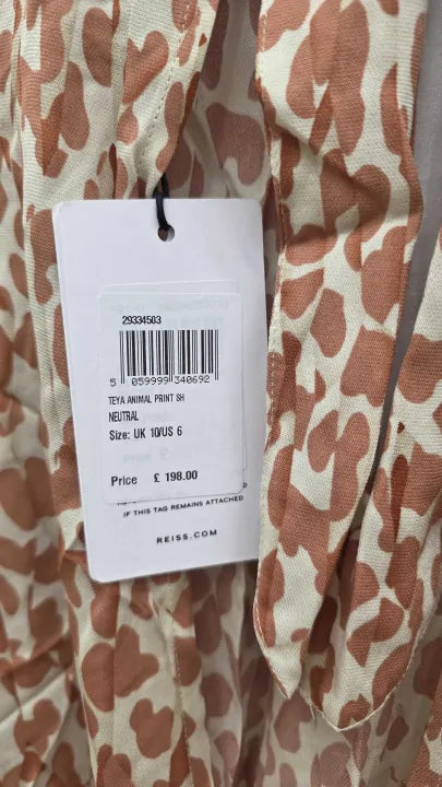 Reiss - Animal Print Teya Short Dress Size: Uk 10