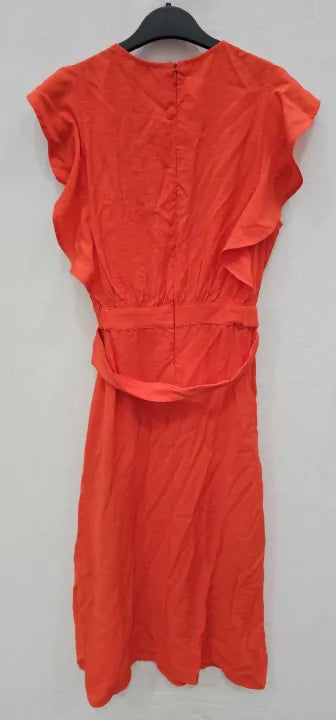 Whistles - Red Sophie Frill Sleeve Midi Dress - Red Size: Uk12