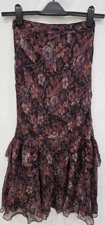 Polo Ralph Lauren Floral Flower Frill Long Skirt Size 0 Rayon New Size: 0