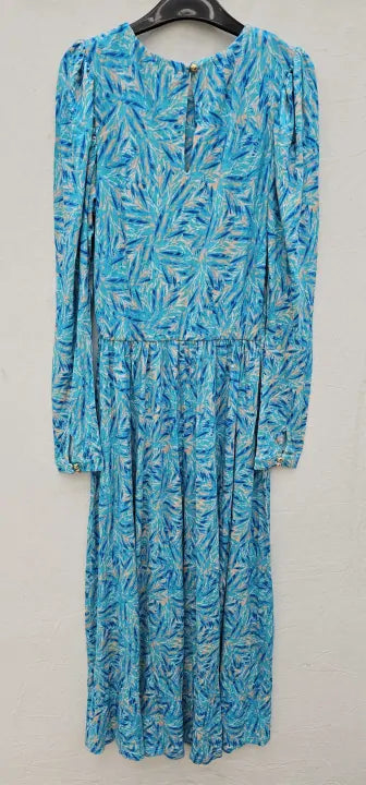 Melissa Odabash Nightingale Ab Blue Leaf Dress Size: S