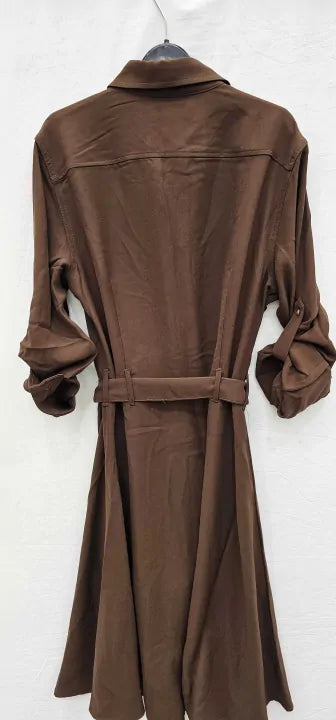 Lauren Ralph Lauren - Brown Cotton Blend Shirt Dress - Brown Size: Uk12