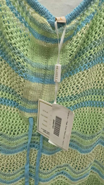 Pranella - Page Dress Aqua-lime Size: Large