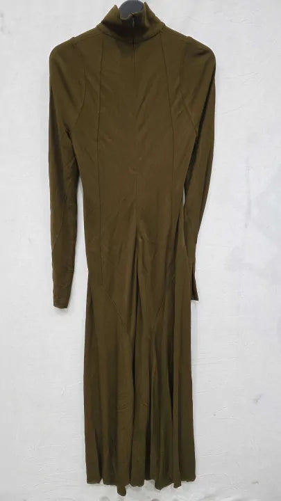 Victoria Beckham Green-mocha Twist Detail Maxi Dress Size: Uk 10