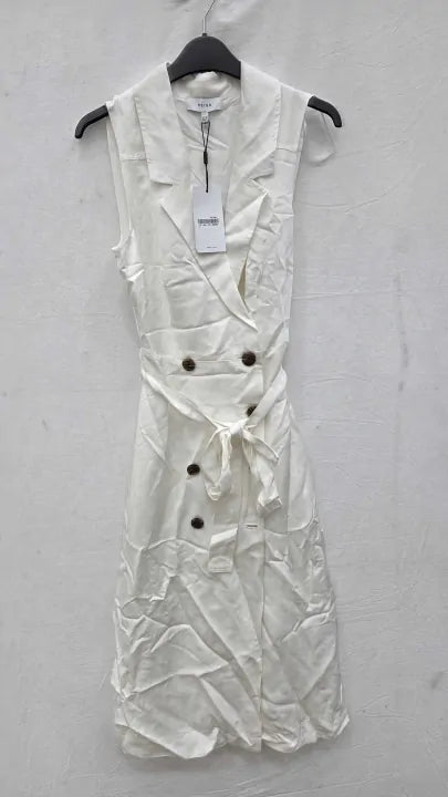 Reiss - Ivory Mariah Structured Linen Dress Size: Uk6
