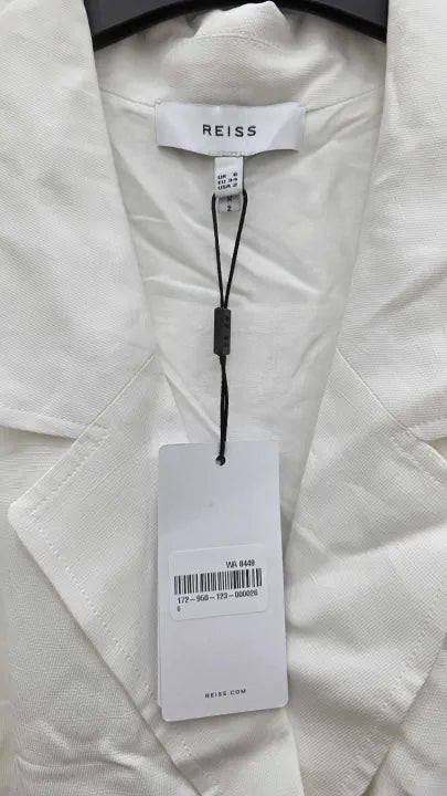 Reiss - Ivory Mariah Structured Linen Dress Size: Uk6