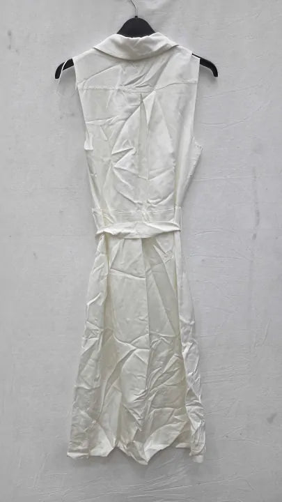 Reiss - Ivory Mariah Structured Linen Dress Size: Uk6
