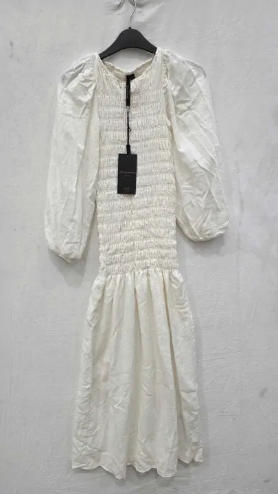 Mother Of Pearl - Ivory Semi-sheer Smocked Midaxi Dress Size: Xs