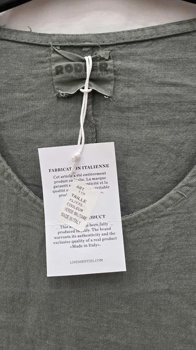 Rodier Green Linen Dress Size: Xl/xxl