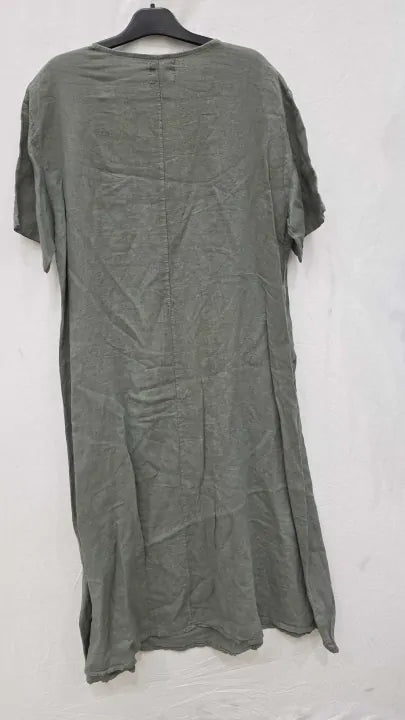 Rodier Green Linen Dress Size: Xl/xxl