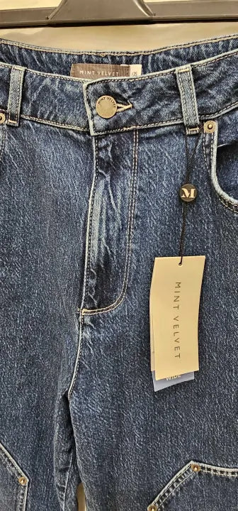 Mint Velvet - Indigo Carpenter Wide Jeans - Blue Size: Uk12s