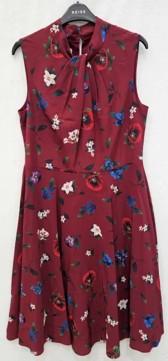 Hobbs London-0220 5531 9322L00 Merlot Multi-12-multi-burgundy Amina Floral Dress-multi Size: Uk12