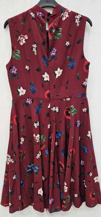 Hobbs London-0220 5531 9322L00 Merlot Multi-12-multi-burgundy Amina Floral Dress-multi Size: Uk12