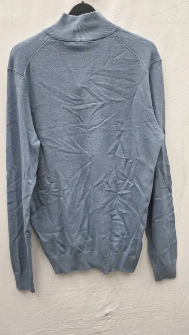 Crew Clothing - Blue 1/2 Zip Fine Cotton Jumper Size: Medium