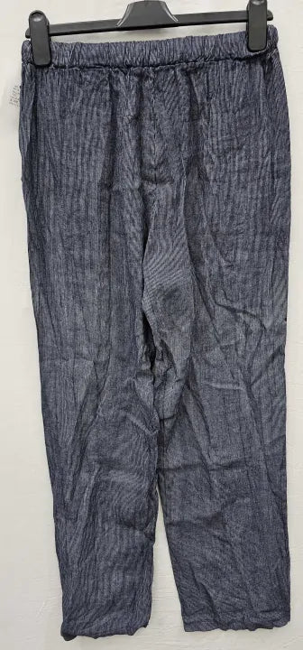 Rodier - Navy Wide Leg Linen Trouser - Navy Size: M/l