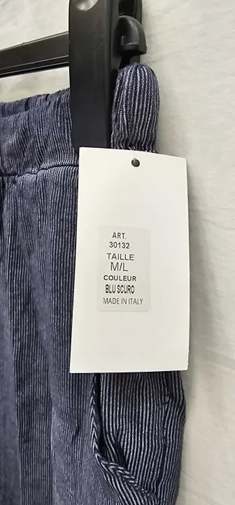 Rodier - Navy Wide Leg Linen Trouser - Navy Size: M/l