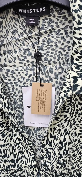 Whistles - Yellow V-neck Leopard Print Dress - Multi Size: Uk12