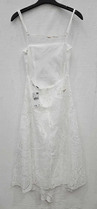 Mango - White Asymmetric Embroidered Midi Dress - White Size: Xs