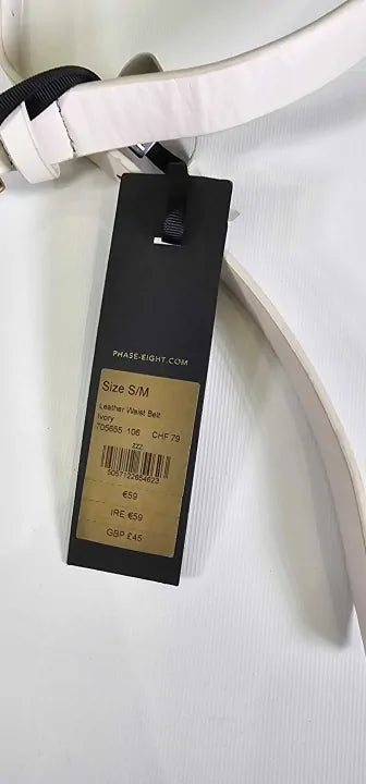 Phase Eight - Cream Leather Waist Belt - Cream Size: S/m
