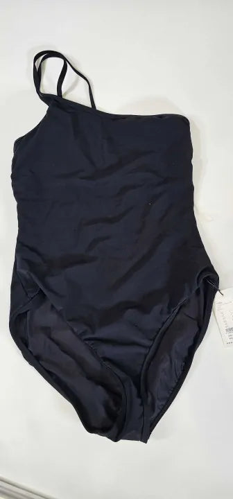 Jetset Double Strap One Shoulder One Piece - Black Size: Uk12