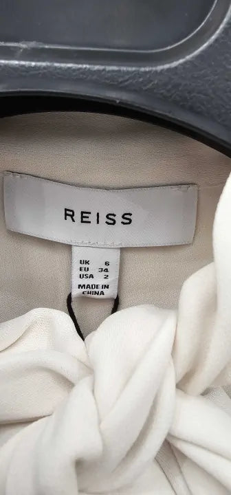 Reiss - Cream Marta Tie Neck Mini Dress - Cream Size: Uk6