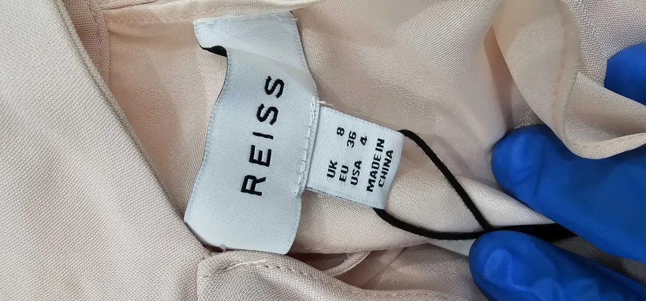 Reiss - Nude Andressa Short Sleeve Dress - Beige Size: Uk8