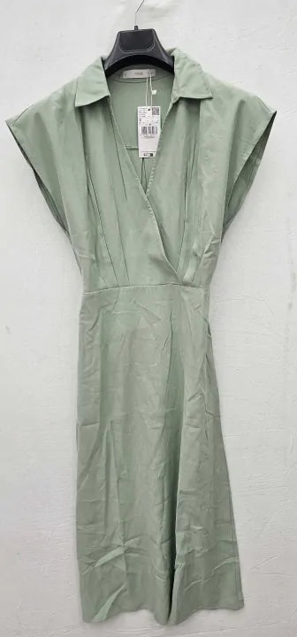 Mango - Mint Cap Sleeve Wrap Dress - Green Size: M