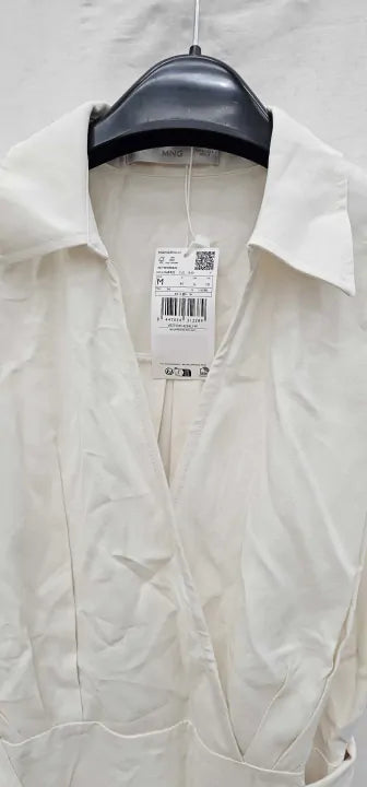 Mango - Ivory Cap Sleeve Wrap Dress - Ivory Size: M