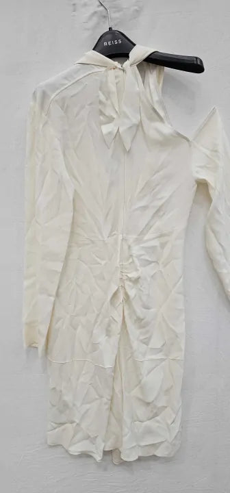 Victoria Beckham - Cream V-neck Tassel Mini Dress - Cream Size: Uk10