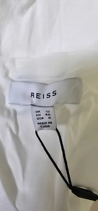 Reiss - White Alice Linen Blend Dress - White Size: Uk12