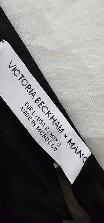 Mango X Victoria Beckham - Black Ruched Midi Dress - Black Size: L