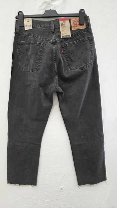 Levi's - Washed Black 501® Cropped Stretch Jeans Size: 26X28