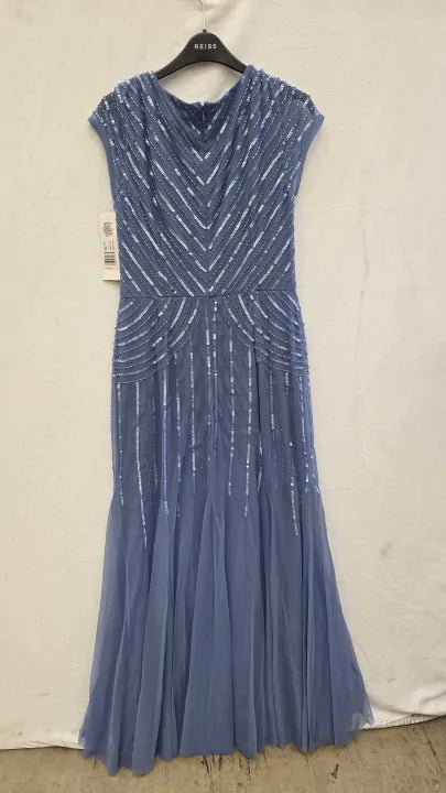 Adrianna Papell Cerulean Beaded Mermaid Dress Size: Uk8