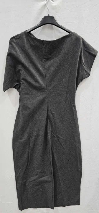 Mango - Grey Asymmetrical Drape Midi Dress - Grey Size: L