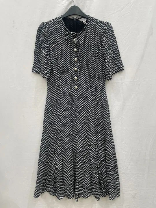 L K Bennett - Black/white Montana Dress Size: Uk 10
