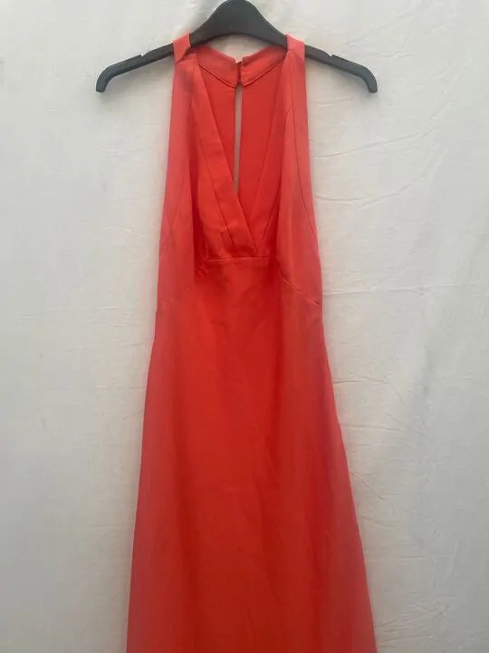 Mango - Orange Wrap Back Dress Size: Small